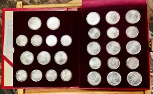 1980 Vntg Moscow 20 Oz 90% Silver 28 Coin Olympic Proof Set OGP Leather Case COA - Picture 1 of 19