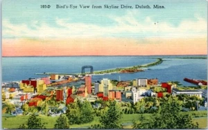 DULUTH, Minnesota MN de SKYLINE DRIVE lino vista pájaro - Postal - Imagen 1 de 2