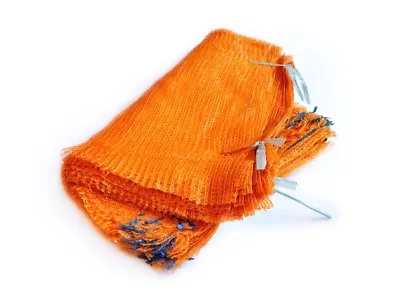 100 Orange Net Sacks 35cm X 50cm Holds 5Kg Mesh Woven Bags Kindling Logs Onions • 11.99£