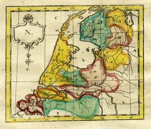 7" Original Antique 1786 Netherlands Map Old View Regions Hand Colored Holland B - Picture 1 of 3