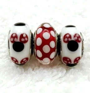 Disney Authentic Handmade Sterling silver Murano Charms Set of 3 - Picture 1 of 3