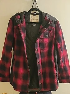 AMERICAN RAG Cie Men's Plaid Wool Trucker Jacket Red/Black Check Flannel Lined M - Picture 1 of 11