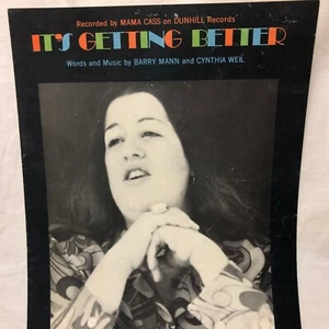 1969 MAMA CASS ELLIOT Sheet Music IT'S GETTING BETTER Barry Mann & Cynthia Weil - Picture 1 of 9
