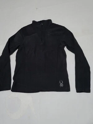 (#A1) Suéter pulôver Spyder marca preto 1/4 zíper preto tamanho juvenil grande  - Imagem 1 de 4