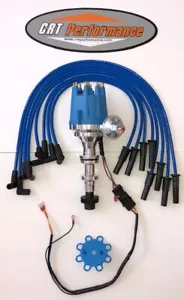1954-1962 CADILLAC 331 365 390 V8 HEI DISTRIBUTOR BLUE + 8MM USA PLUG WIRES - Picture 1 of 4
