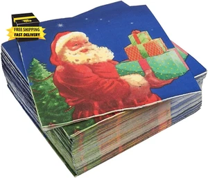 Santa Claus Paper Napkins for Christmas Party (6.5 X 6.5 Inches, 100 Pack) ⭐️⭐️⭐ - Picture 1 of 6