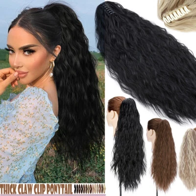 Jaw Claw Ponytail Extension As Human Hairpiece Pony Tail Clip In Hair Long Thick - Image 1 of 4