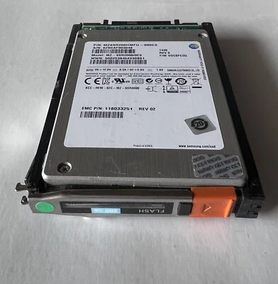 EMC 005050502 200GB SSD SAS 2.5" Flash VNX5400 VNX5600 VNX5200 Hard Drive - Image 1 of 2