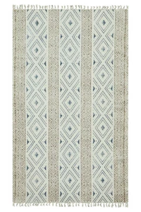 Living Room Area Rug Cotton Block Printed Rug Indoor Runner Carpet Kilim Dhurrie - Picture 1 of 11