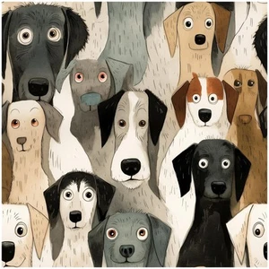 Vintage Dog Wallpaper Peel and Stick Textured Black Renter Friendly Wall Pape... - Picture 1 of 9
