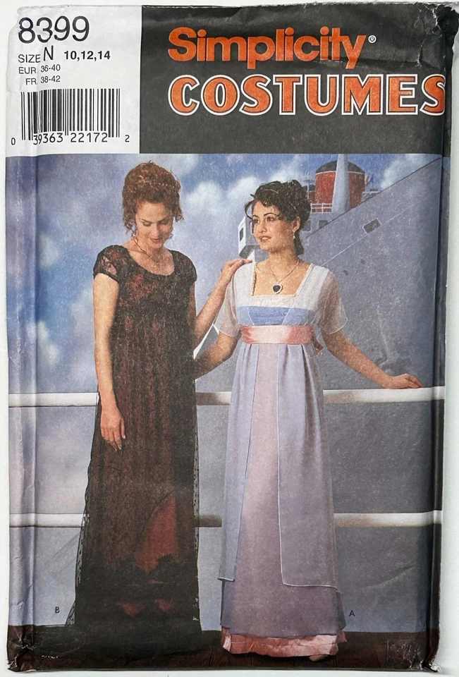Titanic Costume Pattern Rose Jump Dress Swim Gown 1910s 10-14 Simplicity 8399