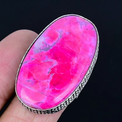 Pink Sea Sediment Jasper 925 Silver Plated Handmade Ring of US Size AD - Image 1 of 3