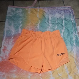 Justice Girl's Shorts Size M Orange White Trim Mesh Outer 100% Polyester EUC - Picture 1 of 3