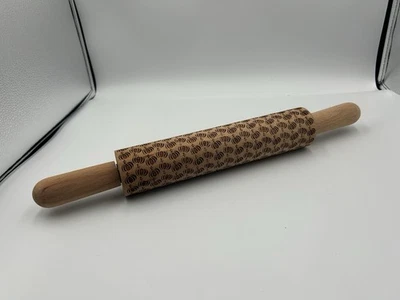 Laser Cut Embossed Fall Autumn Pumpkin Harvest Wooden Rolling Pin 17" - Image 1 of 4