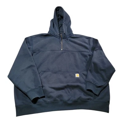 Sudadera con Capucha Carhartt Rain Defender Para Hombre 3XL Azul Calce Suelto 1/4 Cremallera Pullover Pesado Foto 1 de 4
