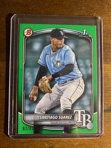 2025 Bowman Paper Santiago Suarez Green Refractor 82/99 Tampa Bay Rays - Picture 1 of 2