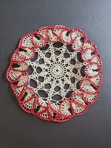 Tapete redondo vintage rojo y marfil 10" - Imagen 1 de 5