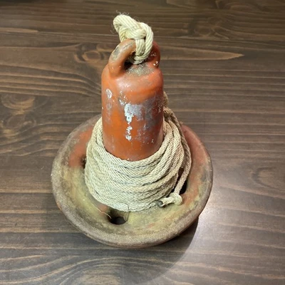Herramienta de pesca de barco antiguo ancla de setas de 10 lb recubierta de naranja vintage sin firmar Foto 1 de 4