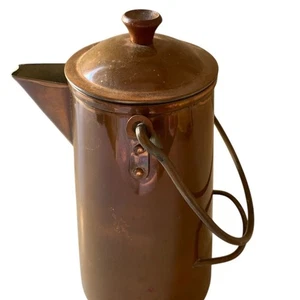 Vintage Copper Coffee Pot French Country Cottage Rustic Style - Picture 1 of 8