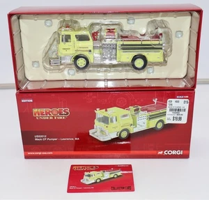 CORGI - 1:50 SCALE DIECAST - FIRE TRUCK - MACK CF PUMPER YELLOW - LAWRENCE, MA - - Picture 1 of 10