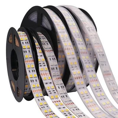 12V 24V 5M 5050 LED Flexible Strip Light Tape 600LEDs Double Row 120LEDs/m - Image 1 of 4