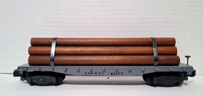 American Flyer PA 9952 C&NW RY #42597 Diecast Logging Flat Car W Logs Excellent! - Image 1 of 4