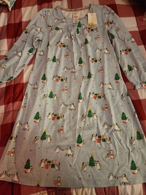 Новый мини Boden девочек Рождество длинным рукавом ночная рубашка пингвины подарки деревья 5 6   - Изображение 1 из 4