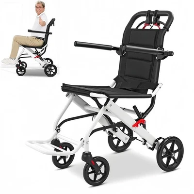 NISORPA Leichter faltbarer Transportrollstuhl, mit Reisetasche, tragbarer Reiserollstuhl