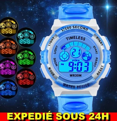 ✅  Montre Électronique Étanche Enfant Garçon Fille Accessoire Cadran LED Alarme - Photo 1/3
