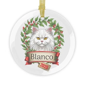 Custom Holiday Pet Cat Glass Ornament - Persian - Picture 1 of 5