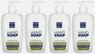 4 sabonetes para mãos Kiss My Face azeitona e aloe 9 fl oz (266 ml) novo lote de 4 - Imagem 1 de 2