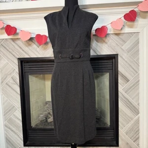 Eliza J New York Sheath Dress Mock Neck Sleeveless Gray Career Size 8 - Picture 1 of 3