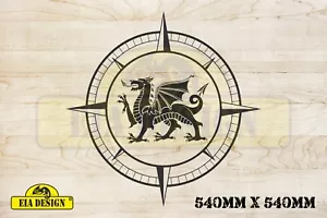 Calcomanía pegatina auto cámper brújula dragón galés 540mm x 540mm - Imagen 1 de 3