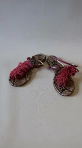 WOMENS VISCONTI & DU REAU PINK SNAKE PRINT LEATHER SUEDE FRINGE SANDAL 37 US/7* - Picture 1 of 7