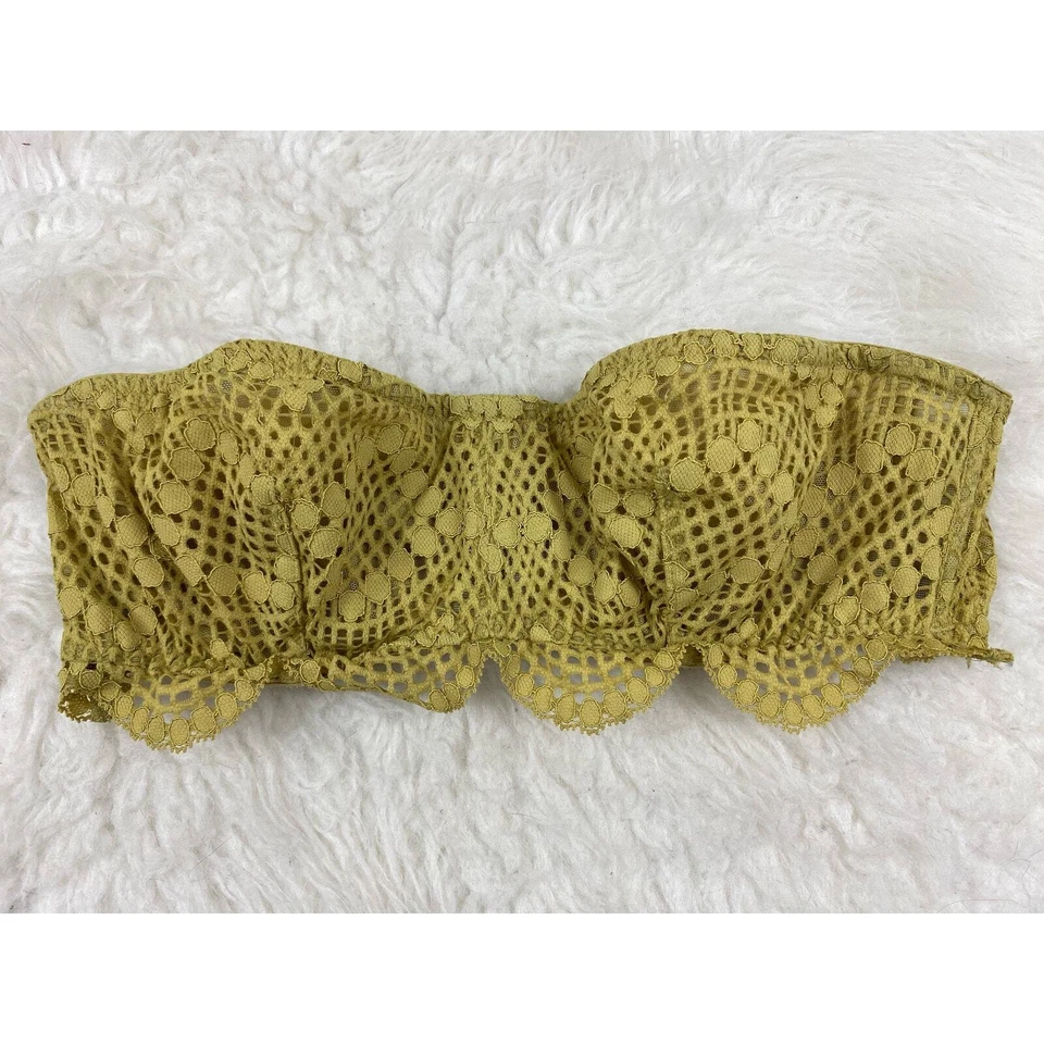 Sujetador bandeau sin forro con ojales verdes talla 34D Victoria's Secret para mujer Foto 1 de 4