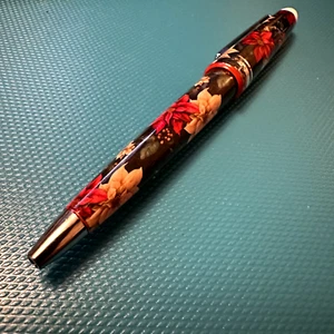 Vintage Floral Twist Pen – Lightweight Ballpoint – Red Poinsettia Christmas Des. - Picture 1 of 3