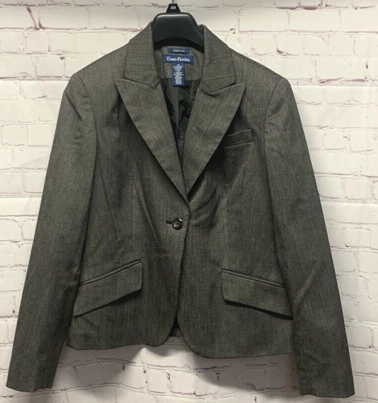Evan-Picone Size 12 Blazer Women's Jacket Suit Separate Gray Stretch - Image 1 of 4