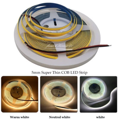 5mm super Thin COB 384leds/m led strip Soft Flexible DC12v LED Light Bar White - Image 1 of 4