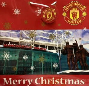 LOTE DE TRABAJO 6 x BOLSA DE REGALO GRANDE OFICIAL MANCHESTER UNITED F.C ROJA FELIZ NAVIDAD - Imagen 1 de 1