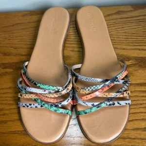 Madewell Shoes Tracie Crisscross Slide Sandal Leather Multicolor Size 9.5 - Picture 1 of 8