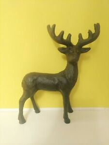 Black Cast Iron Standing Deer Ornament 20cm Vintage Home Decor Stag Shelf Statue