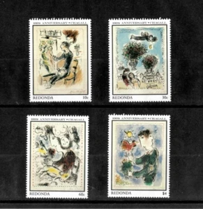 Redonda 1987 - Chagall Art - Set of 4 Stamps - MNH - Picture 1 of 1