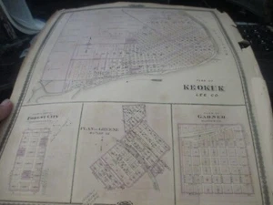 1875 ANDREAS ATLAS CO MAP OF KEOKUK,LEE COUNTY  FOREST CITY, GREENE,  IOWA , - Picture 1 of 1