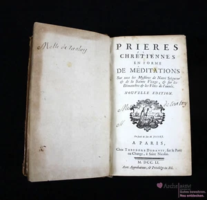 1751, Prières chrétiennes en forme de méditations, antik - Bild 1 von 8
