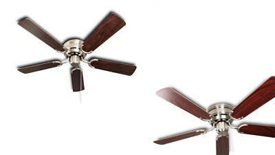 Ceiling Fan with Pull Cord Kisa Deluxe 105cm Nickel Blades Rosewood Walnut - Image 1 of 4