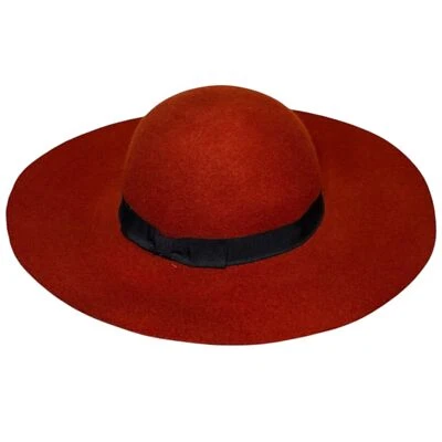 Sombrero Adora Ala Ancha Flojo Lana Fieltro Rojo Óxido Naranja Quemado Boho Chic Nuevo Con Etiquetas Foto 1 de 4