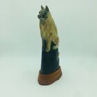 Hand-Carved Buffalo Horn Sculpture Figurine Dog Or Wolf With Glass Eyes