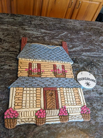 Trotwood Pottery Trotwood Ohio 10" X 10" Brick House plague Red Apples Red Roses Cover