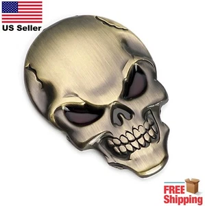 3D Metal Punisher Skull Emblem Decal Motorcycle ATV UTV Car Truck Badge Bronze - Picture 1 of 3
