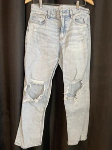 American Eagle Jeans Womens Sz 12 Super High Rise Ankle Straight Distressed - Picture 1 of 10